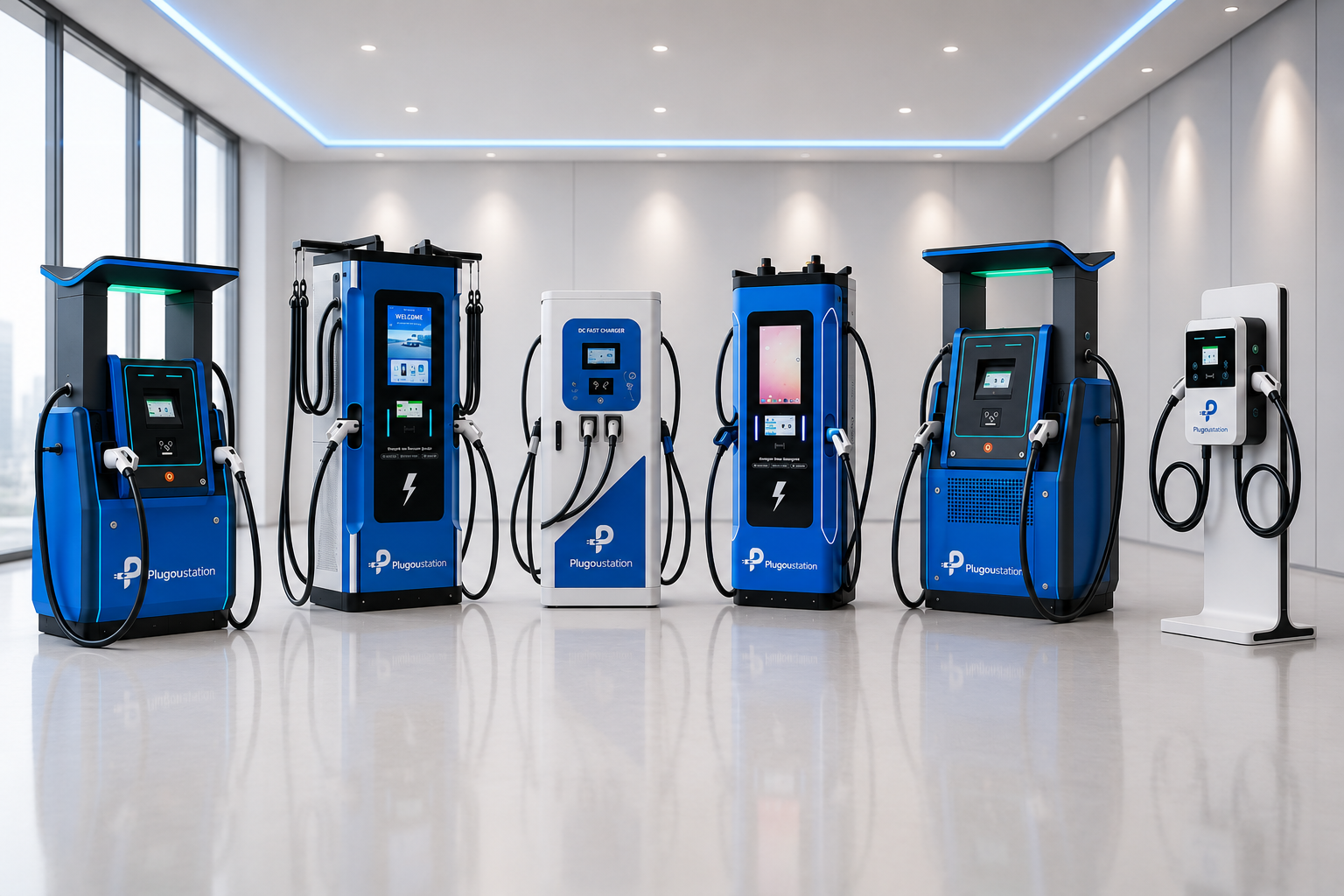 Linha completa de estações de recarga Plugou Stations